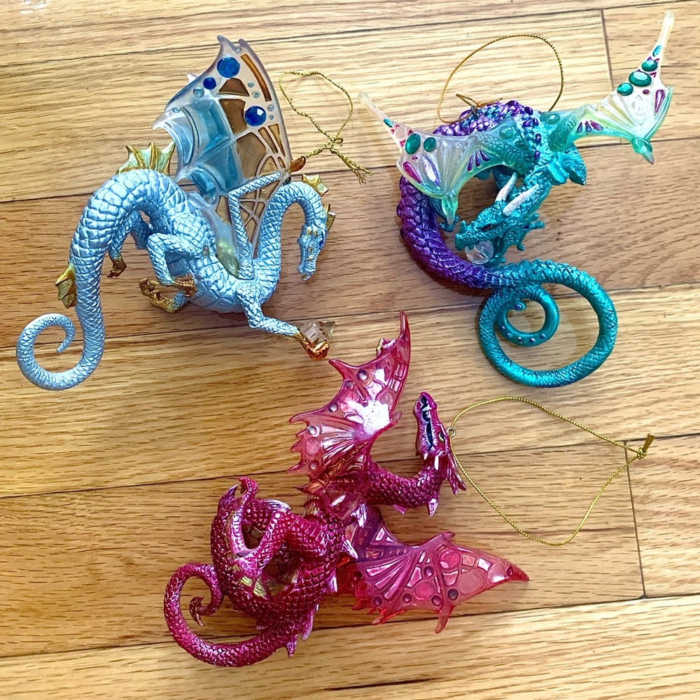 The Bradford Crystal Powers Ashton Drake Cave Dragon Ornaments